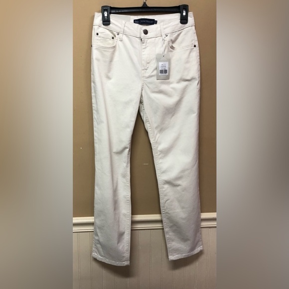 Boden Denim Cream Colored Slim Straight Pants Size 6 NWT - Picture 1 of 6